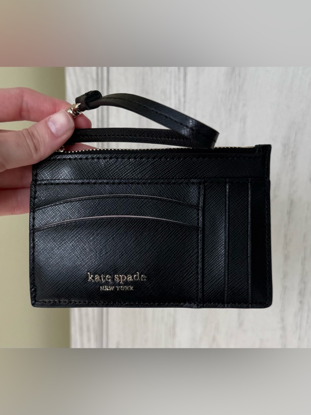 kate spade small black wristlet card case